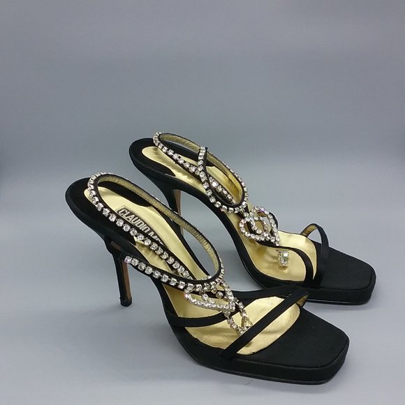 Claudio Merazzi Vintage Satin/Crystal Platform  Heels - Picture 4 of 13